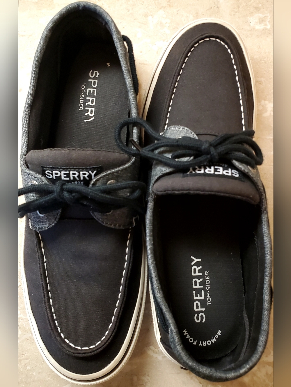 Sperry Men's Black and Gray Two-Tone Canvas Boat Shoes Size 11.5 - Picture 8 of 11